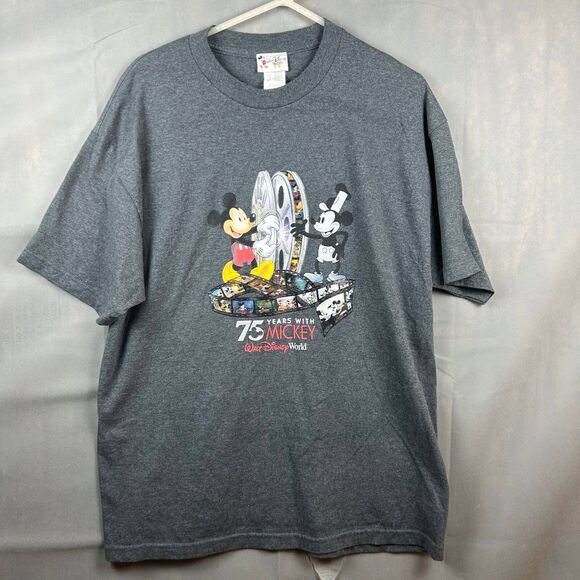 Disney Tops - Walt Disney World 75 Years with Mickey Mouse T-Shirt Men Size XL Gray Pullover